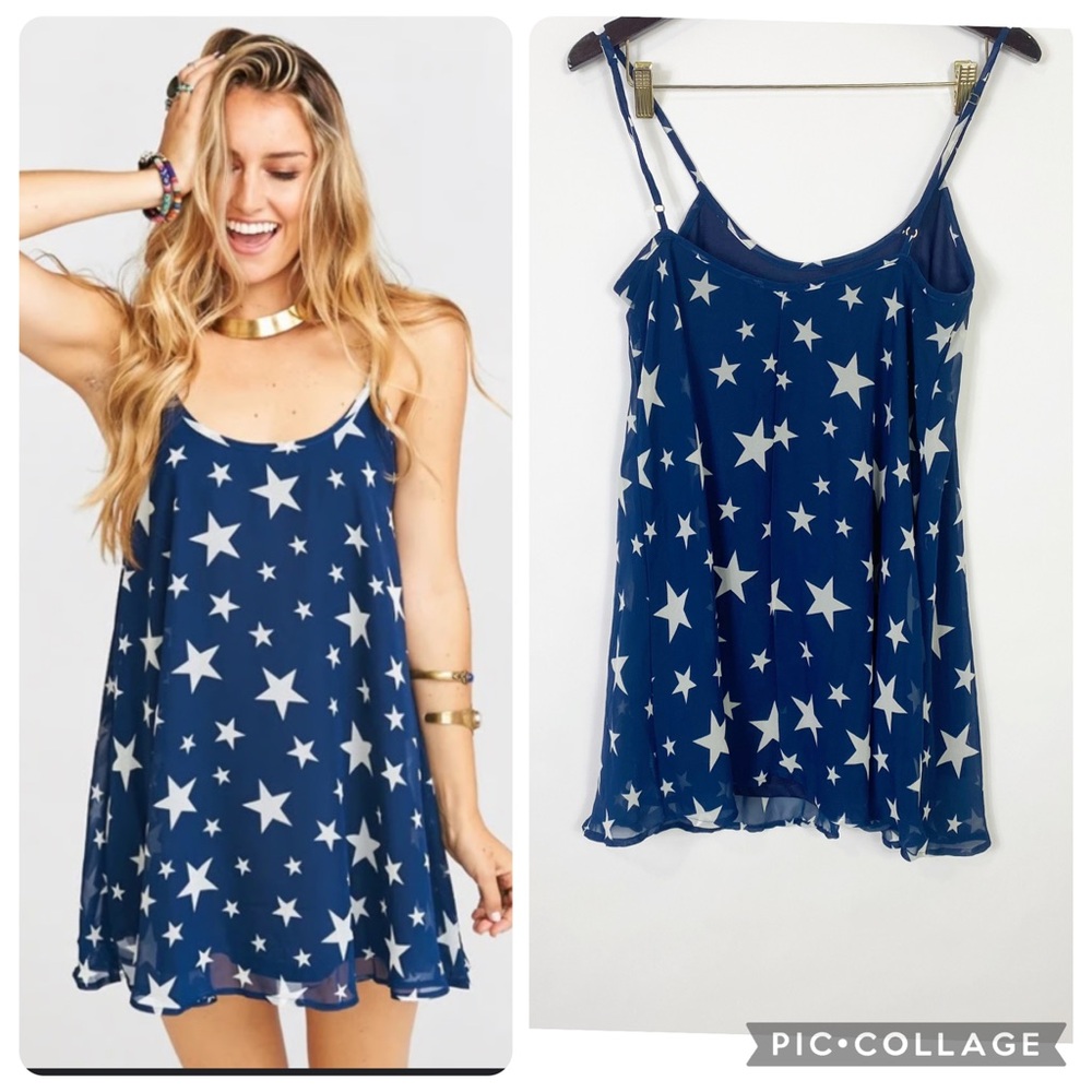 Show Me Your Mumu Blue  Star Print Camisole Top Casual Chic Comfy Breezy SzM